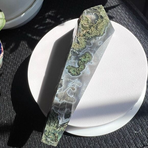 Large Moss Agate Crystal Wand‎ Scepter - Picture 10 of 16